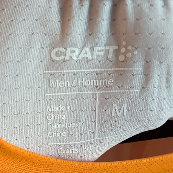 Craft Men's Vibrant Orange and White Tee - Picture 2 of 5